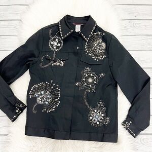 Black Floral Long Sleeve Button Down Shirt